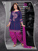 Navy Blue and Purple color Pure Cotton Fabric Patiala Suit