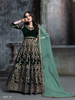 Green color Floor Length Velvet Fabric Heavily Embroidered Anarkali style Party Wear Suit