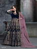 Blue color Floor Length Velvet Fabric Heavily Embroidered Anarkali style Party Wear Suit