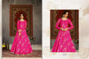 Magenta color Floor Length Full Sleeves Taffeta Fabric Gown