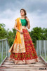 Red and Green color Silk Fabric Lehenga Choli