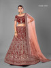 Maroon color Velvet Fabric Embroidered Lehenga Choli