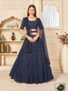 Navy Blue color Georgette Fabric Embroidered Lehenga Choli