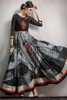 Black and Grey color Ankle Length Georgette Fabric Gown