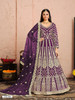 Purple color Net Fabric Floor Length Full Sleeves Embroidered Anarkali Suit