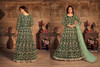 Green color Heavily Embroidered Velvet Fabric Full Sleeves Floor Length Anarkali style Party Wear Suit