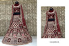 Maroon color Velvet Fabric Heavily Embroidered Lehenga Choli