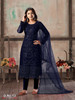 Navy Blue color Embroidered Net Fabric Suit