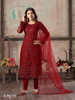 Red color Embroidered Net Fabric Suit