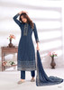 Blue color Cotton Silk Fabric Ban Neck Design Suit