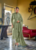 Green color Viscose Muslin Fabric Ban Neck Design Suit