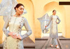 Greyish Blue and Cream color Viscose Chinnon and Chiffon Fabric Suit
