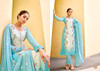 Blue and Cream color Viscose Chinnon and Chiffon Fabric Suit
