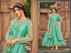 Peacock Blue color Embroidered Silk Fabric Anarkali style Suit