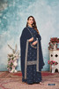 Navy Blue color Silk Fabric Embroidered Suit