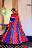 Red and Blue color Silk Cotton Fabric Floor Length Gown