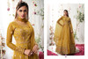 Yellow color Full Sleeves Floor Length Net Fabric Centre Cut Anarkali style Suit