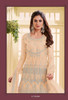 Peach color Full Sleeves Net Fabric Embroidered Suit