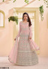 Powder Pink color Net Fabric Full Sleeves Floor Length Anarkali style Suit