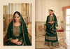 Dark Green color Heavily Embroidered Chinnon Fabric Party Wear Suit
