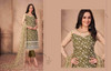 Green color Net and American Crepe Fabric Embroidered Suit