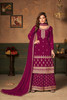 Magenta color Georgette Fabric Embroidered Suit