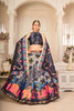 Blue and Grey color Silk Fabric Lehenga Choli