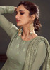 Greyish Green color Georgette Fabric Embroidered Suit