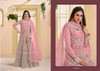 Pink color Net Fabric Floor Length Full Sleeves Anarkali style Suit