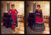 Red and Blue color Georgette Fabric Suit