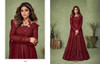 Maroon color Georgette Fabric Floor Length Centre Cut Indowestern style Suit