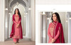 Pink color Dola Silk Jacquard Fabric Suit