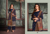 Navy Blue color Two Tone Silk Jacquard Fabric Suit