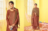 Brown color Tussar Silk Fabric Suit