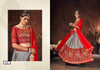 Red and Grey color Velvet Tussar Silk Fabric Lehenga Choli
