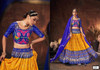 Blue and Yellow color Velvet Tussar Silk Fabric Lehenga Choli