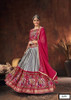 Magenta and Grey color Velvet Tussar Silk Fabric Lehenga Choli