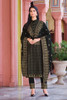 Black color Chinnon Fabric Embroidered Suit