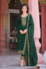 Green color Chinnon Fabric Embroidered Suit