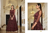Maroon color Net Fabric Floor Length Full Sleeves Centre Cut Indowestern style Suit