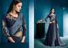 Navy Blue color Georgette Fabric Full Sleeves Floor Length Gown