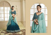 Double shade Blue color Pure Chinnon Fabric Lehenga Choli