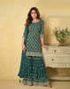 Green color Real Georgette Fabric Heavily Embroidered Suit