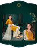 Yellow and Cream color Bamberg Silk Fabric Suit