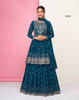 Blue color Embroidered Real Georgette Fabric Indowestern style Suit