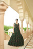Bottle Green color Cut Sleeves Floor Length Georgette Fabric Gown