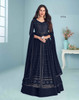 Navy Blue color Embroidered Full Sleeves Floor Length Georgette Fabric Anarkali style Suit