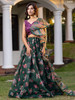 Green and Purple color Organza and Silk Fabric Lehenga Choli