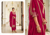 Dark Magenta color Linen Silk Fabric Suit