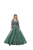 Green color Cotton Fabric Embroidered Flared Gown